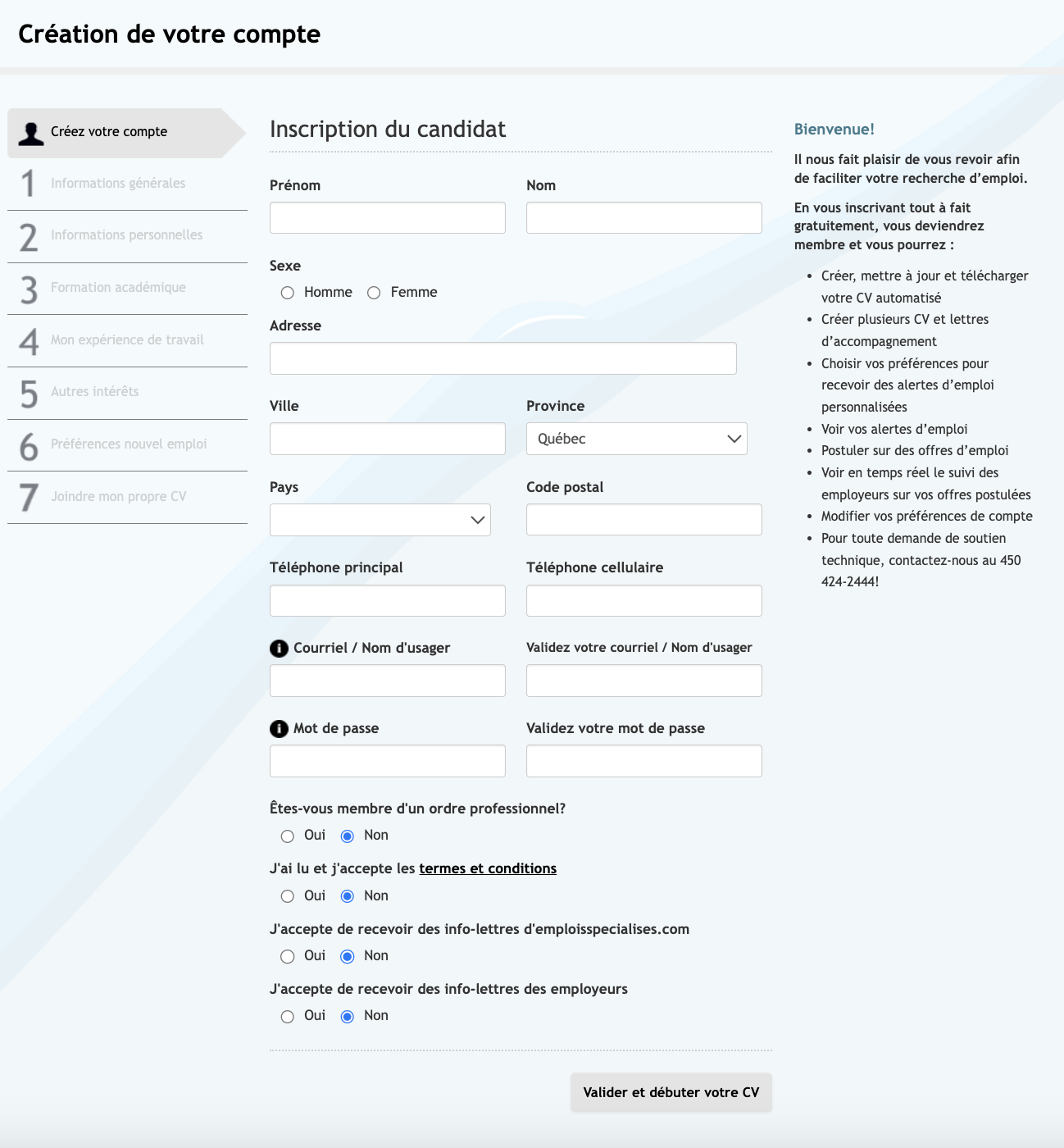 Remplissez votre CV automatisé sur emploisendentisterie.com!